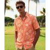 image:imageKYKU Mens Hawaiian Shirts Short Sleeve Button Down Summer Vacation Beach Shirts Pleated Back with PocketOrange Pineapple