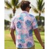image:imageKYKU Mens Hawaiian Shirts Short Sleeve Button Down Summer Vacation Beach Shirts Pleated Back with PocketPink Blue Tropical Leaf