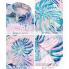 image:imageKYKU Mens Hawaiian Shirts Short Sleeve Button Down Summer Vacation Beach Shirts Pleated Back with PocketPink Blue Tropical Leaf