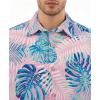 image:imageKYKU Mens Hawaiian Shirts Short Sleeve Button Down Summer Vacation Beach Shirts Pleated Back with PocketPink Blue Tropical Leaf