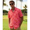 image:imageKYKU Mens Hawaiian Shirts Short Sleeve Button Down Summer Vacation Beach Shirts Pleated Back with PocketRed Coconut Tree