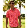 image:imageKYKU Mens Hawaiian Shirts Short Sleeve Button Down Summer Vacation Beach Shirts Pleated Back with PocketRed Coconut Tree