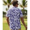 image:imageKYKU Mens Hawaiian Shirts Short Sleeve Button Down Summer Vacation Beach Shirts Pleated Back with PocketRoyal Blue White Flower