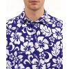 image:imageKYKU Mens Hawaiian Shirts Short Sleeve Button Down Summer Vacation Beach Shirts Pleated Back with PocketRoyal Blue White Flower