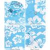 image:imageKYKU Mens Hawaiian Shirts Short Sleeve Button Down Summer Vacation Beach Shirts Pleated Back with PocketSky Blue White Hibiscus