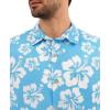 image:imageKYKU Mens Hawaiian Shirts Short Sleeve Button Down Summer Vacation Beach Shirts Pleated Back with PocketSky Blue White Hibiscus