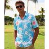 image:imageKYKU Mens Hawaiian Shirts Short Sleeve Button Down Summer Vacation Beach Shirts Pleated Back with PocketSky Blue White Tropical Floral