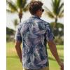 image:imageKYKU Mens Hawaiian Shirts Short Sleeve Button Down Summer Vacation Beach Shirts Pleated Back with PocketSteel Blue Palm Leaf