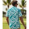 image:imageKYKU Mens Hawaiian Shirts Short Sleeve Button Down Summer Vacation Beach Shirts Pleated Back with PocketTeal Blue White Floral