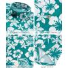 image:imageKYKU Mens Hawaiian Shirts Short Sleeve Button Down Summer Vacation Beach Shirts Pleated Back with PocketTeal Blue White Floral