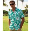 image:imageKYKU Mens Hawaiian Shirts Short Sleeve Button Down Summer Vacation Beach Shirts Pleated Back with PocketTeal White Floral