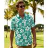 image:imageKYKU Mens Hawaiian Shirts Short Sleeve Button Down Summer Vacation Beach Shirts Pleated Back with PocketTeal White Floral