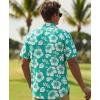 image:imageKYKU Mens Hawaiian Shirts Short Sleeve Button Down Summer Vacation Beach Shirts Pleated Back with PocketTeal White Hibiscus