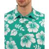 image:imageKYKU Mens Hawaiian Shirts Short Sleeve Button Down Summer Vacation Beach Shirts Pleated Back with PocketTeal White Hibiscus
