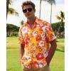 image:imageKYKU Mens Hawaiian Shirts Short Sleeve Button Down Summer Vacation Beach Shirts Pleated Back with PocketYellow Hibiscus Flower