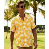 image:imageKYKU Mens Hawaiian Shirts Short Sleeve Button Down Summer Vacation Beach Shirts Pleated Back with PocketYellow White Palm Tree