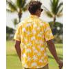 image:imageKYKU Mens Hawaiian Shirts Short Sleeve Button Down Summer Vacation Beach Shirts Pleated Back with PocketYellow White Palm Tree