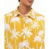 image:imageKYKU Mens Hawaiian Shirts Short Sleeve Button Down Summer Vacation Beach Shirts Pleated Back with PocketYellow White Palm Tree