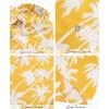image:imageKYKU Mens Hawaiian Shirts Short Sleeve Button Down Summer Vacation Beach Shirts Pleated Back with PocketYellow White Palm Tree