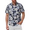 Navy Blue White Hibiscus