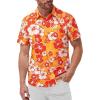 image:imageKYKU Mens Hawaiian Shirts Short Sleeve Button Down Summer Vacation Beach Shirts Pleated Back with PocketYellow Hibiscus Flower