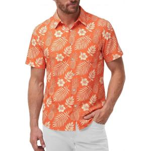 image:imageKYKU Mens Hawaiian Shirts Short Sleeve Button Down Summer Vacation Beach Shirts Pleated Back with PocketOrange Pineapple