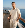 image:imageKYKU Mens Casual Short Sleeve Shirts Button Down Textured Summer Beach Vacation Shirt with PocketBeige