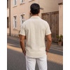 image:imageKYKU Mens Casual Short Sleeve Shirts Button Down Textured Summer Beach Vacation Shirt with PocketBeige