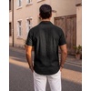 image:imageKYKU Mens Casual Short Sleeve Shirts Button Down Textured Summer Beach Vacation Shirt with PocketBlack