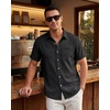 image:imageKYKU Mens Casual Short Sleeve Shirts Button Down Textured Summer Beach Vacation Shirt with PocketBlack