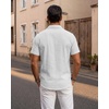 image:imageKYKU Mens Casual Short Sleeve Shirts Button Down Textured Summer Beach Vacation Shirt with PocketWhite