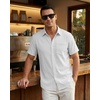 image:imageKYKU Mens Casual Short Sleeve Shirts Button Down Textured Summer Beach Vacation Shirt with PocketWhite