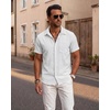 image:imageKYKU Mens Casual Short Sleeve Shirts Button Down Textured Summer Beach Vacation Shirt with PocketWhite