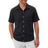 image:imageKYKU Mens Casual Short Sleeve Shirts Button Down Textured Summer Beach Vacation Shirt with PocketBlack