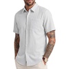 image:imageKYKU Mens Casual Short Sleeve Shirts Button Down Textured Summer Beach Vacation Shirt with PocketWhite