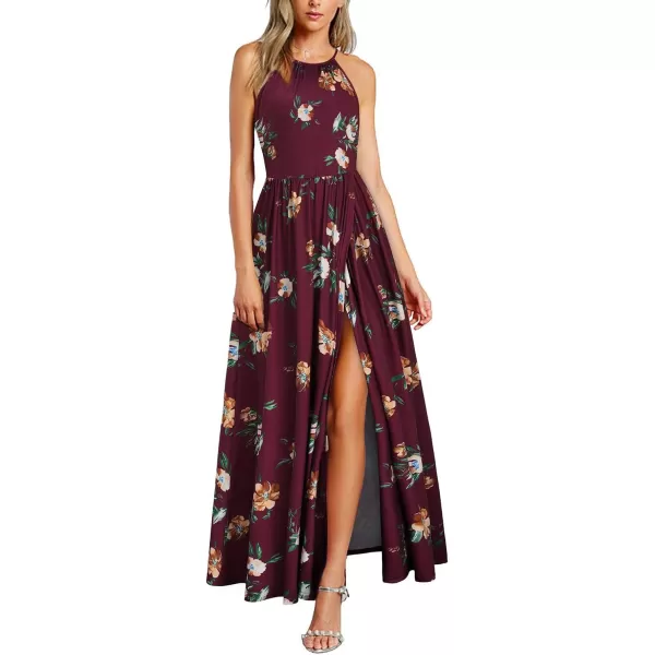 KILIG Women 2024 Summer Maxi Dress Casual Floral Halter Neck Beach Hawaiian Outfits Wedding Guest Dress