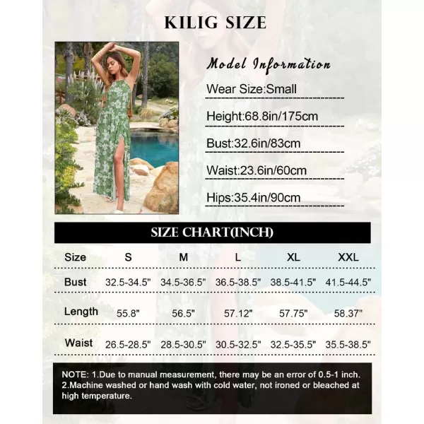KILIG Women 2024 Summer Maxi Dress Casual Floral Halter Neck Beach Hawaiian Outfits Wedding Guest Dress