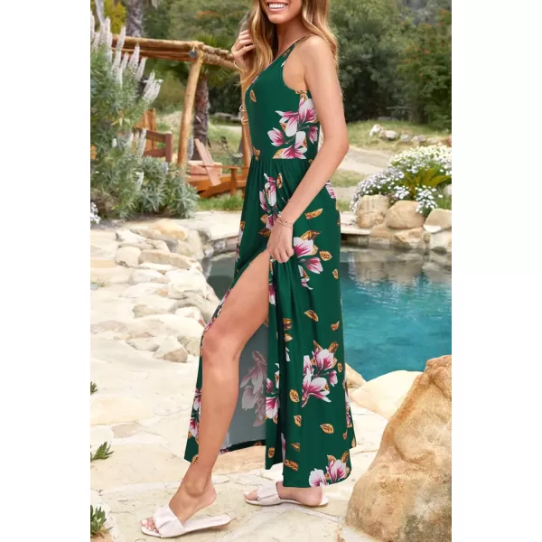 KILIG Women 2024 Summer Maxi Dress Casual Floral Halter Neck Beach Hawaiian Outfits Wedding Guest Dress