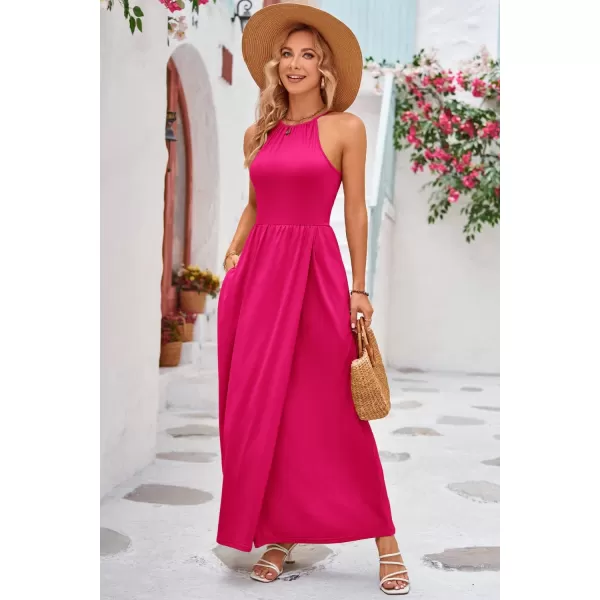 KILIG Women 2024 Summer Maxi Dress Casual Floral Halter Neck Beach Hawaiian Outfits Wedding Guest Dress