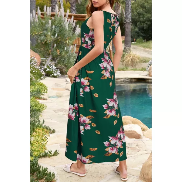 KILIG Women 2024 Summer Maxi Dress Casual Floral Halter Neck Beach Hawaiian Outfits Wedding Guest Dress