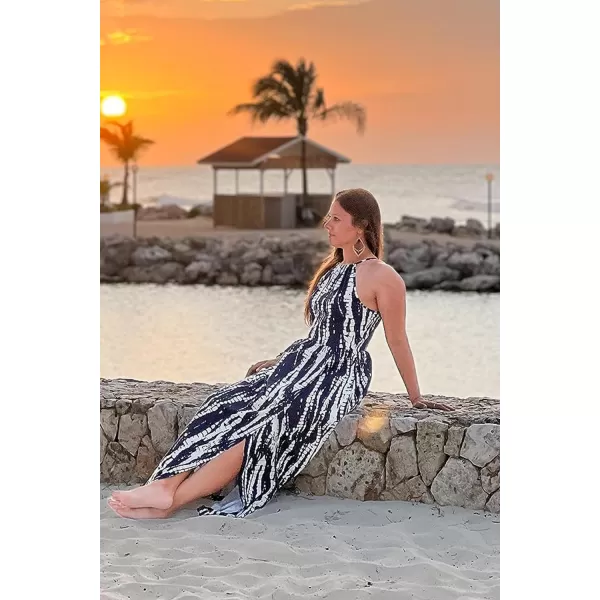 KILIG Women 2024 Summer Maxi Dress Casual Floral Halter Neck Beach Hawaiian Outfits Wedding Guest Dress