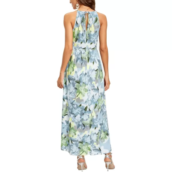 KILIG Women 2024 Summer Maxi Dress Casual Floral Halter Neck Beach Hawaiian Outfits Wedding Guest Dress