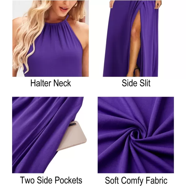 KILIG Women 2024 Summer Maxi Dress Casual Floral Halter Neck Beach Hawaiian Outfits Wedding Guest Dress