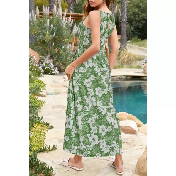 KILIG Women 2024 Summer Maxi Dress Casual Floral Halter Neck Beach Hawaiian Outfits Wedding Guest Dress