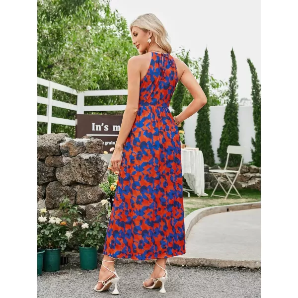 KILIG Women 2024 Summer Maxi Dress Casual Floral Halter Neck Beach Hawaiian Outfits Wedding Guest Dress