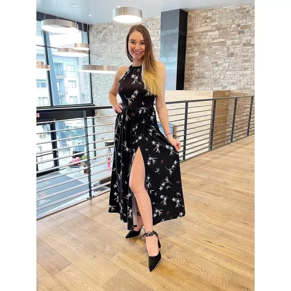 KILIG Women 2024 Summer Maxi Dress Casual Floral Halter Neck Beach Hawaiian Outfits Wedding Guest Dress
