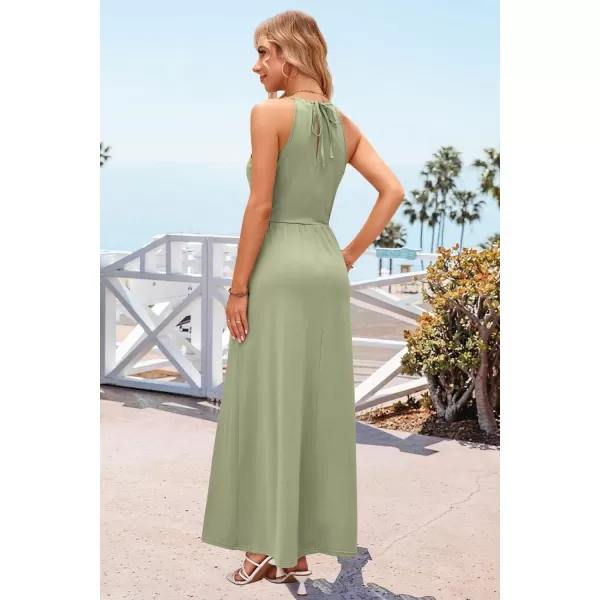 KILIG Women 2024 Summer Maxi Dress Casual Floral Halter Neck Beach Hawaiian Outfits Wedding Guest Dress