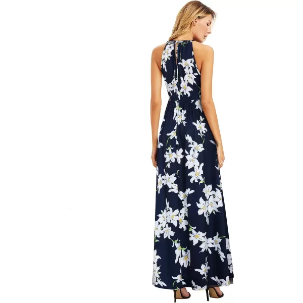 KILIG Women 2024 Summer Maxi Dress Casual Floral Halter Neck Beach Hawaiian Outfits Wedding Guest Dress