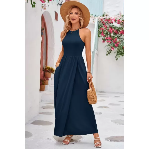 KILIG Women 2024 Summer Maxi Dress Casual Floral Halter Neck Beach Hawaiian Outfits Wedding Guest Dress