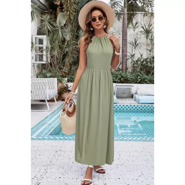 KILIG Women 2024 Summer Maxi Dress Casual Floral Halter Neck Beach Hawaiian Outfits Wedding Guest Dress
